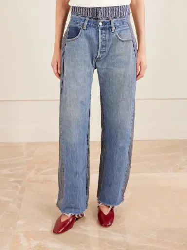 B SIDES Double Waistband Rework Wide-leg Jeans | Thumbnail 3