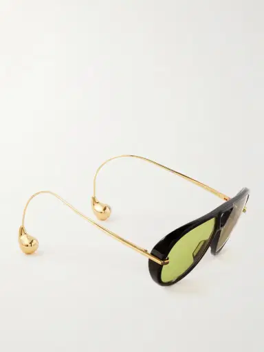 Bottega Veneta Eyewear Embellished Aviator-style Recycled-acetate And Gold-tone Sunglasses | Thumbnail 3