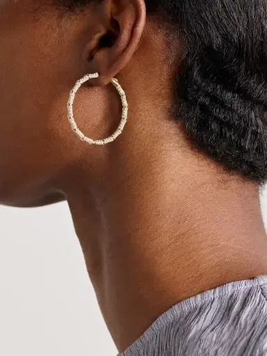Anita Ko Bamboo 18-karat Gold Diamond Hoop Earrings | Thumbnail 2