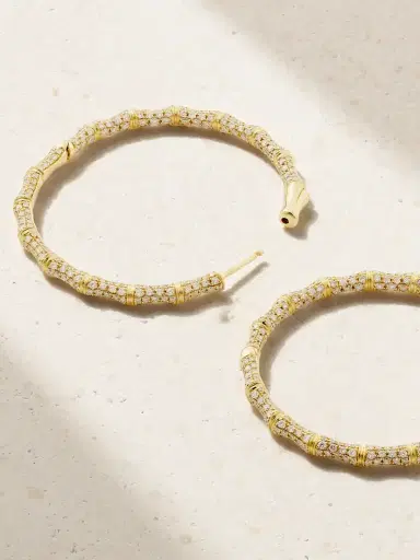 Anita Ko Bamboo 18-karat Gold Diamond Hoop Earrings | Thumbnail 3