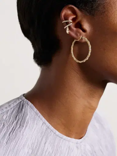 Anita Ko Bamboo 18-karat Gold Diamond Hoop Earrings | Thumbnail 4