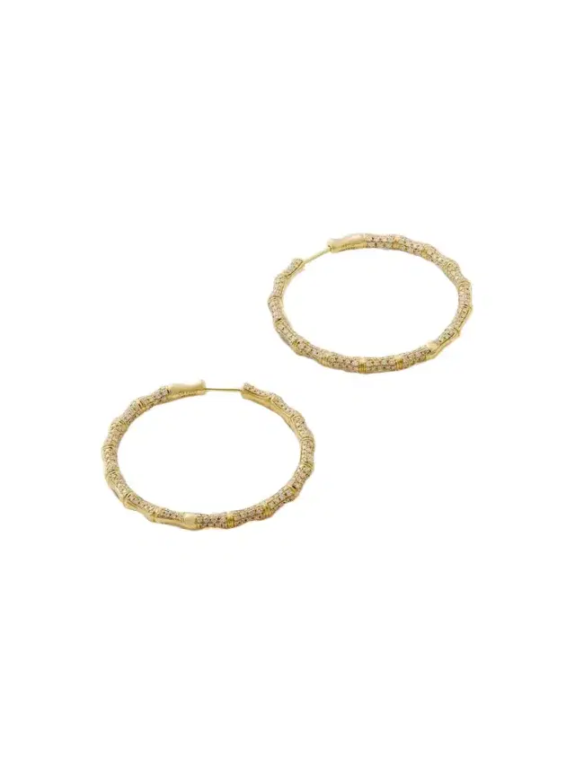 Bamboo 18-karat Gold Diamond Hoop Earrings