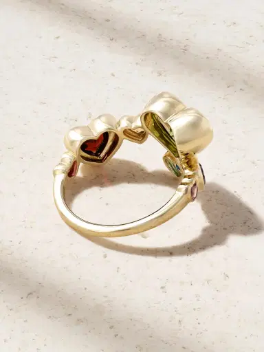 Roxanne First Twisted Heart Stack 14-karat Gold Multi-stone Ring | Thumbnail 3