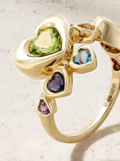 Roxanne First Twisted Heart Stack 14-karat Gold Multi-stone Ring | Thumbnail 4