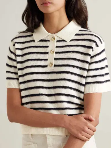 Allude Striped Wool And Cashmere-blend Polo Sweater | Thumbnail 3 Allude Striped Wool And Cashmere-blend Polo Sweater | Thumbnail 3