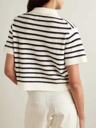 Allude Striped Wool And Cashmere-blend Polo Sweater | Thumbnail 4 Allude Striped Wool And Cashmere-blend Polo Sweater | Thumbnail 4