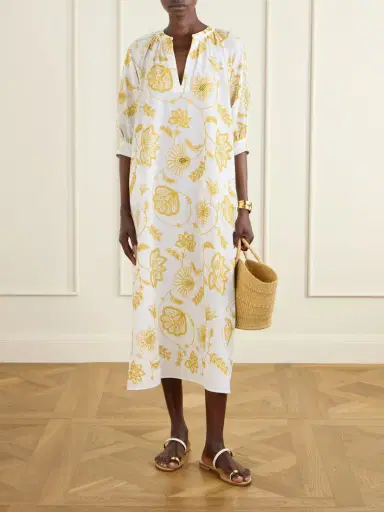 Eres Sari Anjana Belted Embroidered Cotton-blend Midi Dress | Thumbnail 2