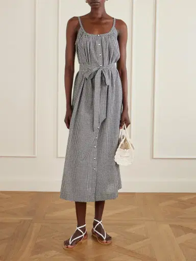 DÔEN Nevita Belted Checked Organic Cotton Midi Dress | Thumbnail 2 DÔEN Nevita Belted Checked Organic Cotton Midi Dress | Thumbnail 2