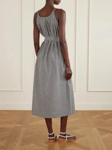 DÔEN Nevita Belted Checked Organic Cotton Midi Dress | Thumbnail 3 DÔEN Nevita Belted Checked Organic Cotton Midi Dress | Thumbnail 3