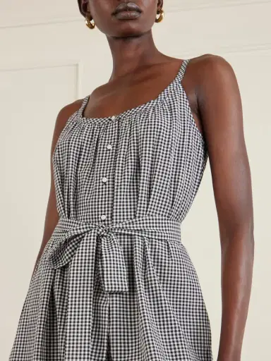 DÔEN Nevita Belted Checked Organic Cotton Midi Dress | Thumbnail 4 DÔEN Nevita Belted Checked Organic Cotton Midi Dress | Thumbnail 4