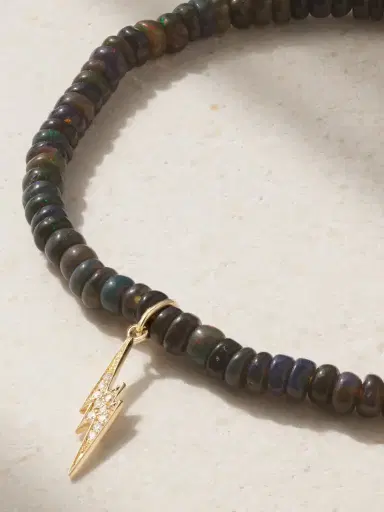 Sydney Evan Small Lightning Bolt 14-karat Gold, Opal And Diamond Bracelet | Thumbnail 3
