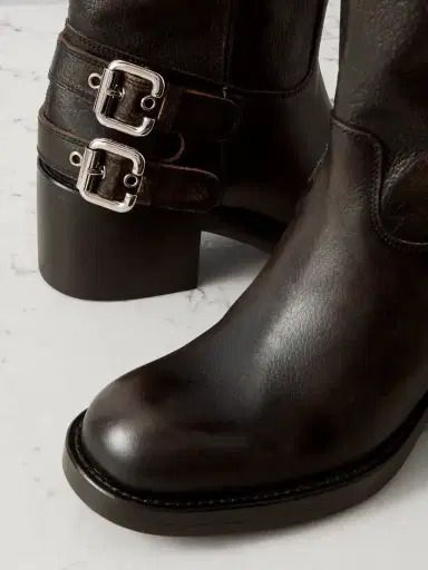 Chloé Buckled Textured-leather Ankle Boots | Thumbnail 4 Chloé Buckled Textured-leather Ankle Boots | Thumbnail 4