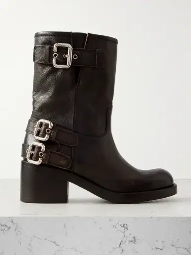 Chloé Buckled Textured-leather Ankle Boots | Thumbnail 1 Chloé Buckled Textured-leather Ankle Boots | Thumbnail 1