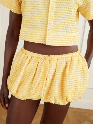 Simkhai Addie Checked Seersucker Shorts | Thumbnail 4