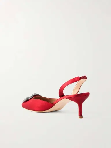Manolo Blahnik Hangisli 50 Embellished Satin Slingback Pumps | Thumbnail 3 Manolo Blahnik Hangisli 50 Embellished Satin Slingback Pumps | Thumbnail 3