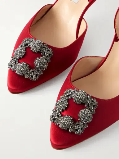 Manolo Blahnik Hangisli 50 Embellished Satin Slingback Pumps | Thumbnail 5 Manolo Blahnik Hangisli 50 Embellished Satin Slingback Pumps | Thumbnail 5