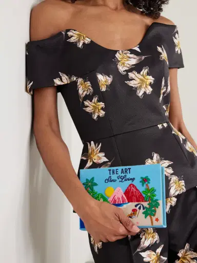 Olympia Le-Tan + Mlle Mouns The Art Of Slow Living Embroidered Appliquéd Canvas Clutch | Thumbnail 2 Olympia Le-Tan + Mlle Mouns The Art Of Slow Living Embroidered Appliquéd Canvas Clutch | Thumbnail 2