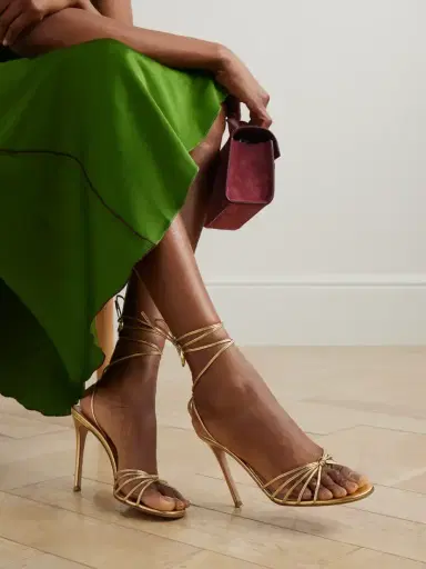 Gianvito Rossi 105 Lace-up Metallic Leather Sandals | Thumbnail 2 Gianvito Rossi 105 Lace-up Metallic Leather Sandals | Thumbnail 2