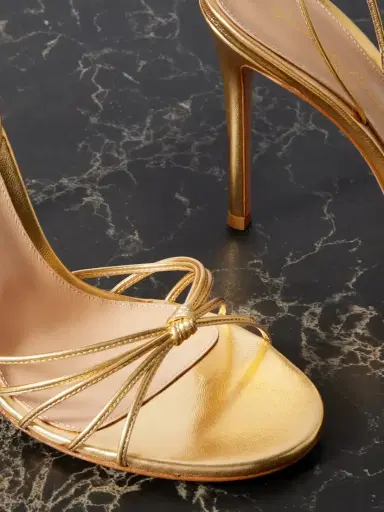 Gianvito Rossi 105 Lace-up Metallic Leather Sandals | Thumbnail 4 Gianvito Rossi 105 Lace-up Metallic Leather Sandals | Thumbnail 4