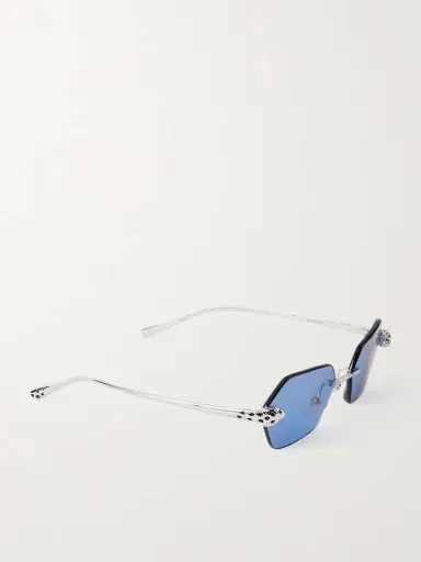Cartier Eyewear Panthère De Cartier Rimless Hexagon-frame Silver-tone Sunglasses | Thumbnail 3