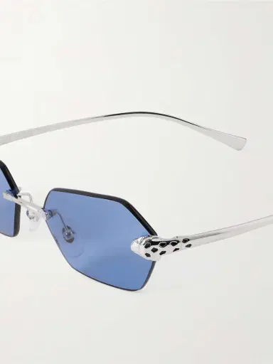 Cartier Eyewear Panthère De Cartier Rimless Hexagon-frame Silver-tone Sunglasses | Thumbnail 5