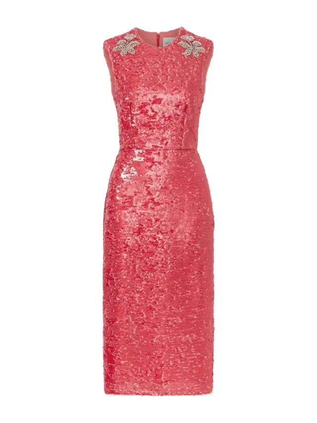 Crystal-embellished Sequined Satin Midi Dress