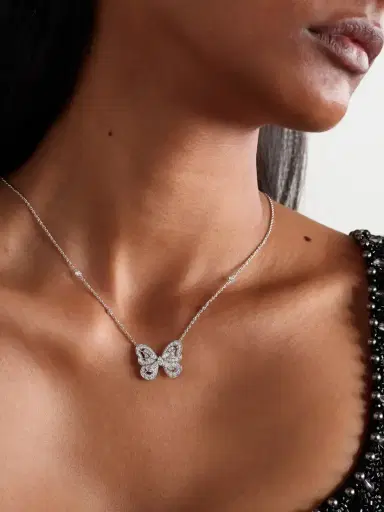 De Beers London Portraits Of Nature Butterfly 18-karat White Gold Diamond Necklace | Thumbnail 2