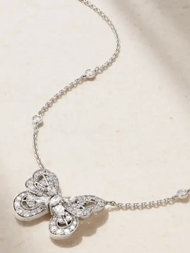 Portraits Of Nature Butterfly 18-karat White Gold Diamond Necklace