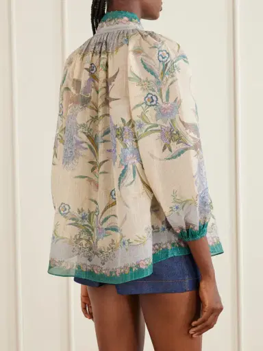 Zimmermann Indra Billow Metallic Cotton And Silk-blend Blouse | Thumbnail 4 Zimmermann Indra Billow Metallic Cotton And Silk-blend Blouse | Thumbnail 4
