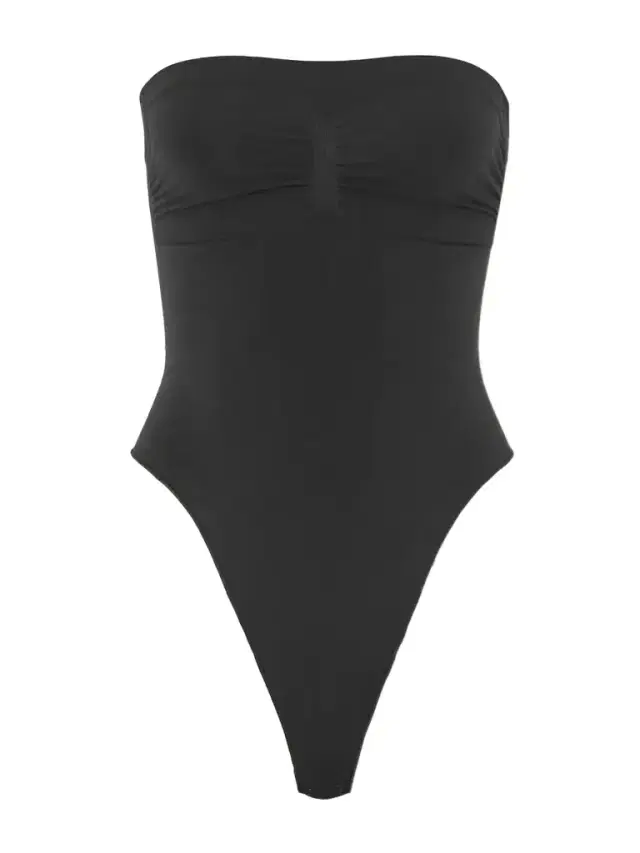 Seamless Sculpt Strapless Thong Bodysuit - Onyx