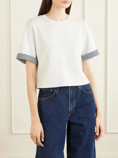 Frame Striped Cuff Pima Cotton T-shirt | Thumbnail 3