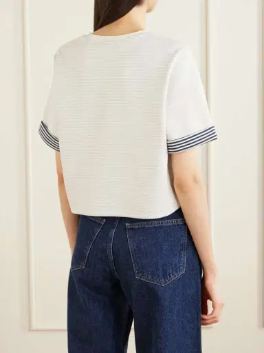 Frame Striped Cuff Pima Cotton T-shirt | Thumbnail 4