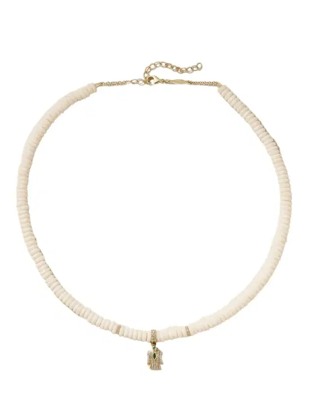 Thunderbird 14-karat Gold, Bone, Diamond And Emerald Necklace