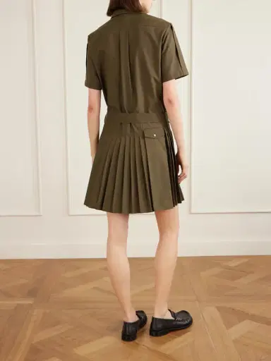 Loewe Belted Pleated Cotton-blend Mini Shirt Dress | Thumbnail 3