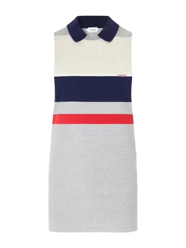 Sleeveless Embroidered Striped Cotton T-shirt