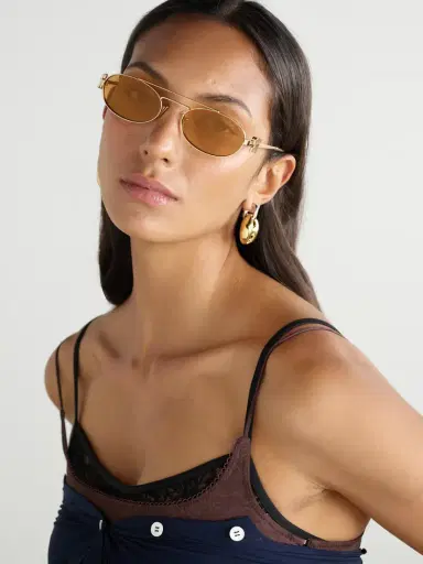 Miu Miu Eyewear Oval-frame Gold-tone Sunglasses | Thumbnail 2