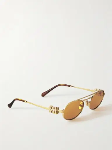 Miu Miu Eyewear Oval-frame Gold-tone Sunglasses | Thumbnail 3