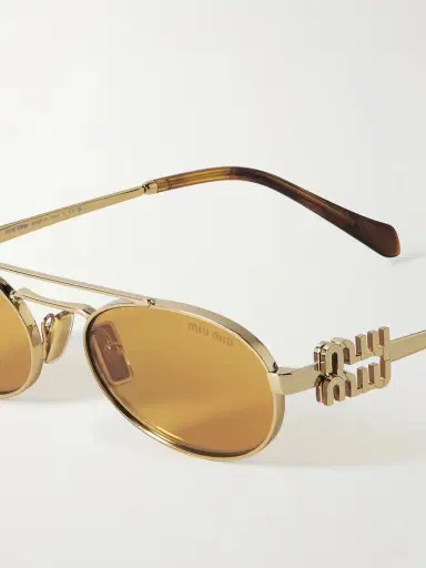 Miu Miu Eyewear Oval-frame Gold-tone Sunglasses | Thumbnail 4