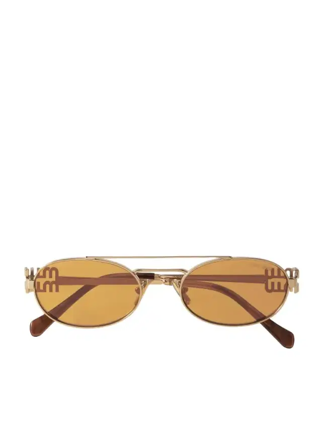 Oval-frame Gold-tone Sunglasses