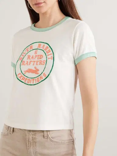 Mother Itty Bitty Cropped Flocked Cotton-jersey T-shirt | Thumbnail 3
