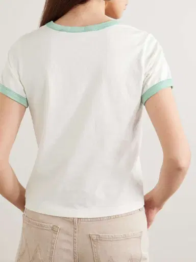 Mother Itty Bitty Cropped Flocked Cotton-jersey T-shirt | Thumbnail 4