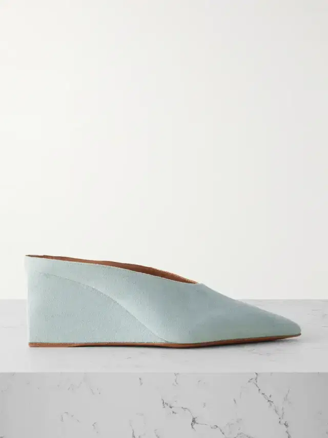 75 Suede Wedge Mules