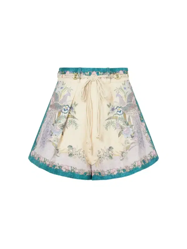 Indra Belted Mid-rise Floral-print Linen Shorts