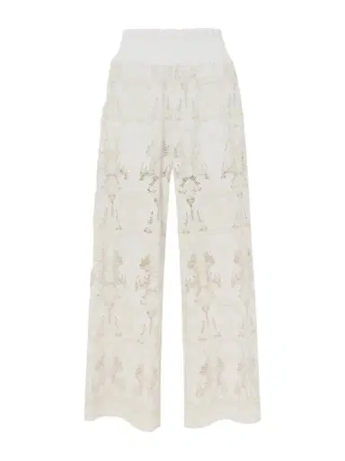 Loretta Caponi Speranza Corded Lace Cotton-blend Straight-leg Pants | Thumbnail 1 Loretta Caponi Speranza Corded Lace Cotton-blend Straight-leg Pants | Thumbnail 1