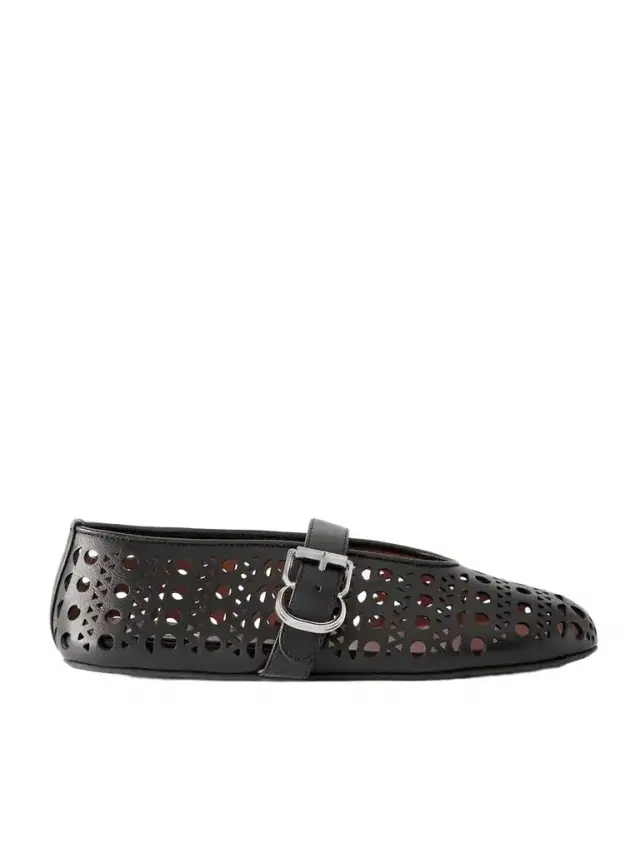 Perforated Leather Ballet Pumps
