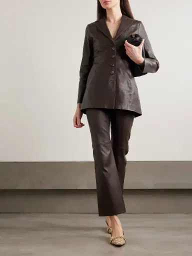 Nour Hammour Monica Paneled Leather Blazer | Thumbnail 2
