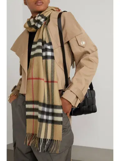 Burberry + Net Sustain Fringed Checked Cashmere Scarf | Thumbnail 2 Burberry + Net Sustain Fringed Checked Cashmere Scarf | Thumbnail 2
