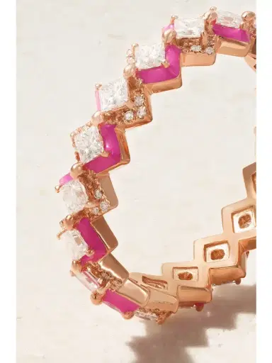 Kamyen Mosaïque 18-karat Rose Gold, Diamond And Enamel Ring | Thumbnail 4