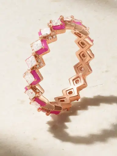 Kamyen Mosaïque 18-karat Rose Gold, Diamond And Enamel Ring | Thumbnail 1