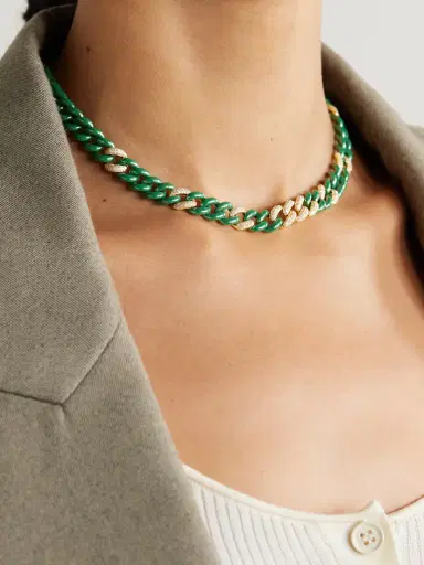 SHAY Essential Link 18-karat Gold, Ceramic And Diamond Necklace | Thumbnail 2 SHAY Essential Link 18-karat Gold, Ceramic And Diamond Necklace | Thumbnail 2